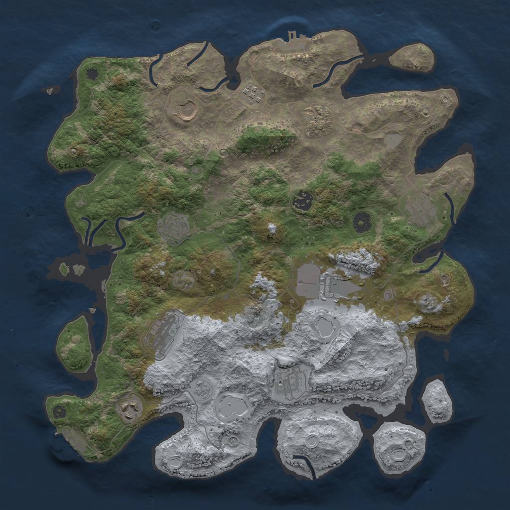Rust Map: Procedural Map, Size: 3850, Seed: 51020642, 19 Monuments
