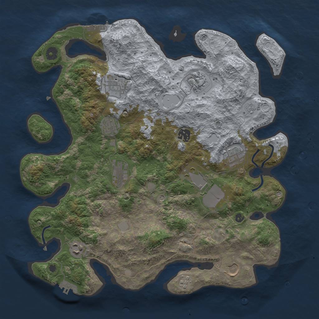 Rust Map: Procedural Map, Size: 3750, Seed: 1929392, 19 Monuments