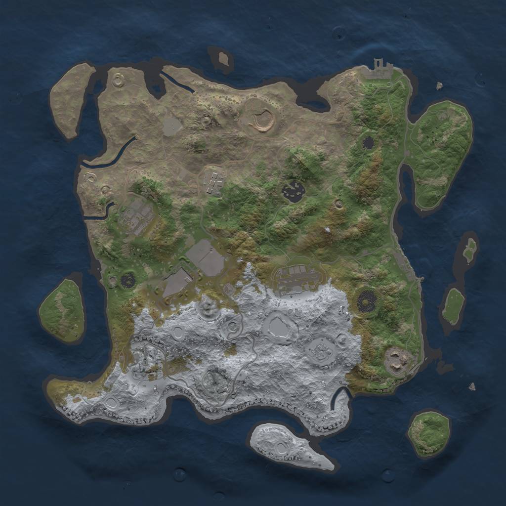 Rust Map: Procedural Map, Size: 3500, Seed: 1786569293, 17 Monuments