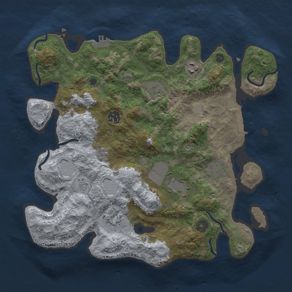 Rust Map: Procedural Map, Size: 3500, Seed: 83590031, 16 Monuments
