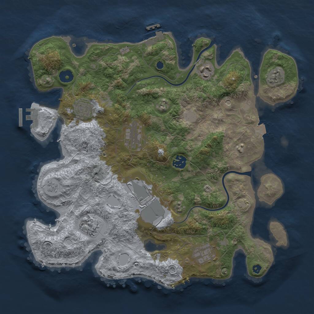 Rust Map: Procedural Map, Size: 3500, Seed: 83590031, 13 Monuments