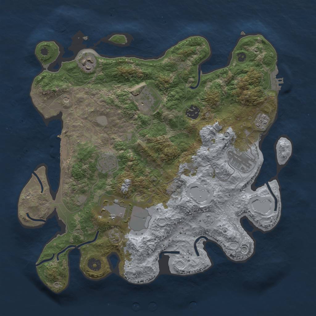 Rust Map: Procedural Map, Size: 3500, Seed: 77525788, 16 Monuments
