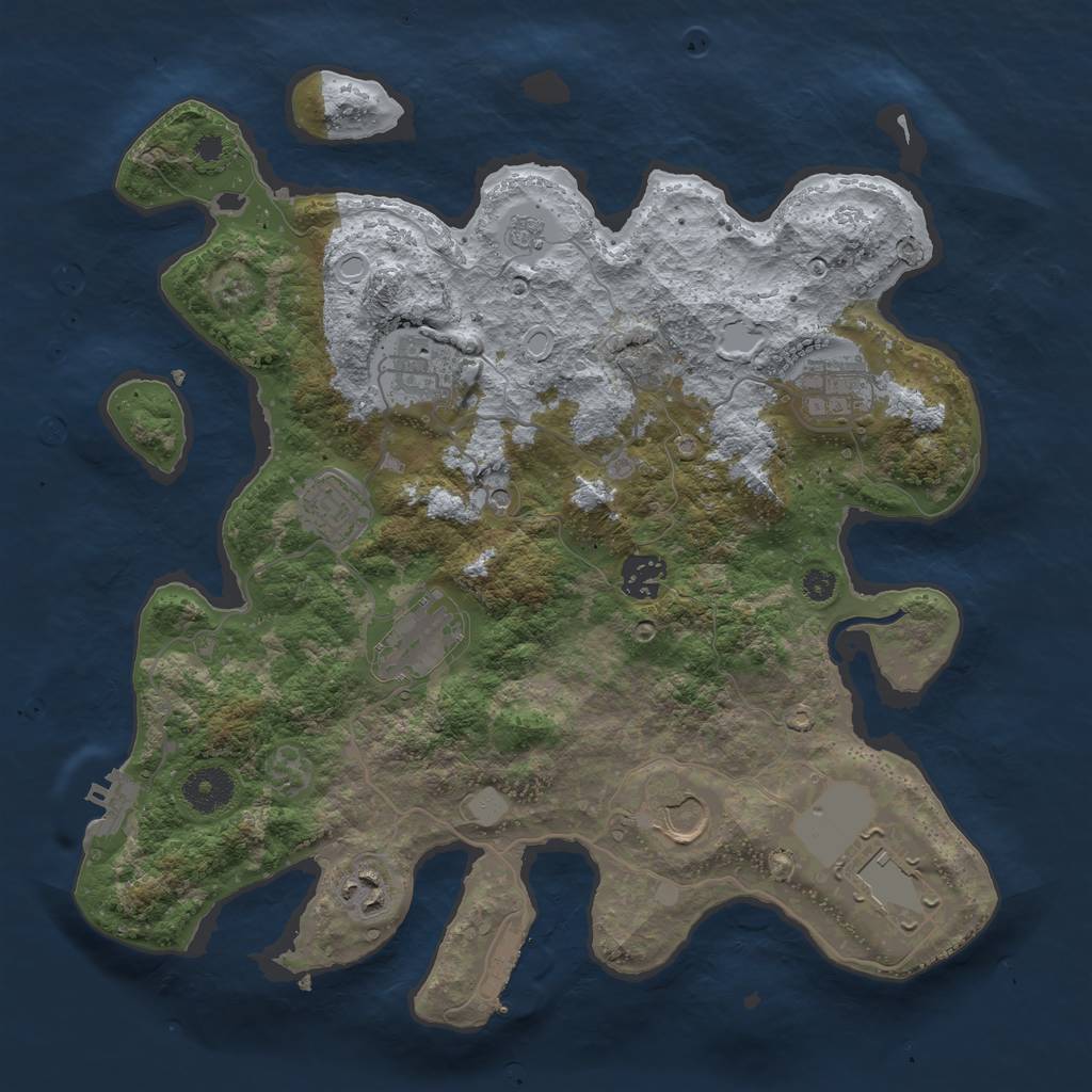 Rust Map: Procedural Map, Size: 3500, Seed: 8566267, 17 Monuments