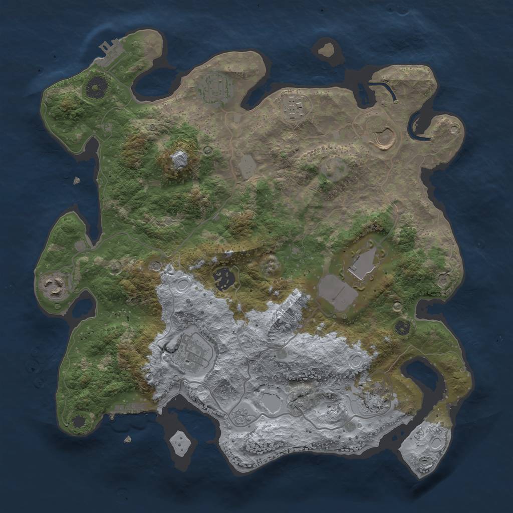 Rust Map: Procedural Map, Size: 3500, Seed: 18093485, 17 Monuments