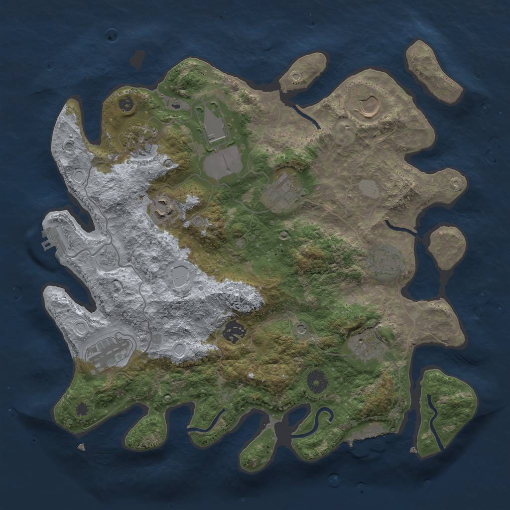 Rust Map: Procedural Map, Size: 3500, Seed: 18096697, 18 Monuments