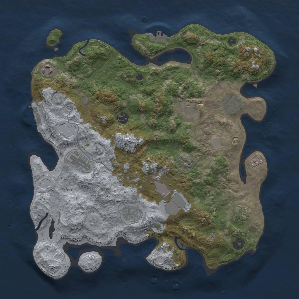 Rust Map: Procedural Map, Size: 3800, Seed: 72856431, 18 Monuments