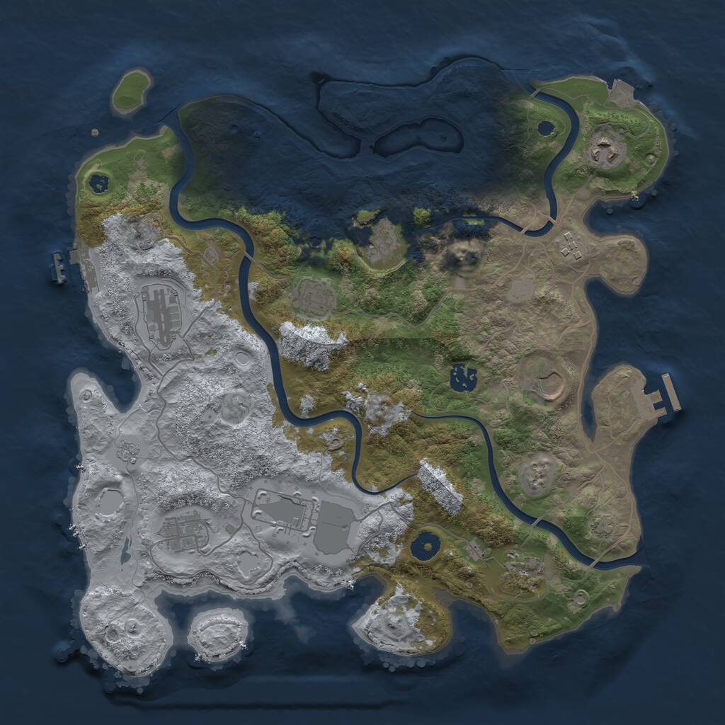 Rust Map: Procedural Map, Size: 3800, Seed: 72856431, 16 Monuments