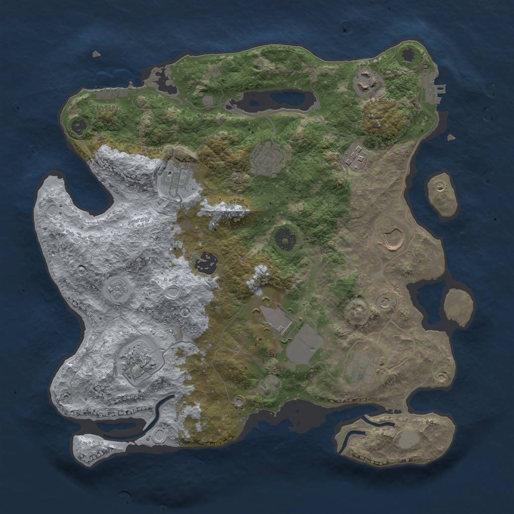 Rust Map: Procedural Map, Size: 3500, Seed: 6031999, 18 Monuments