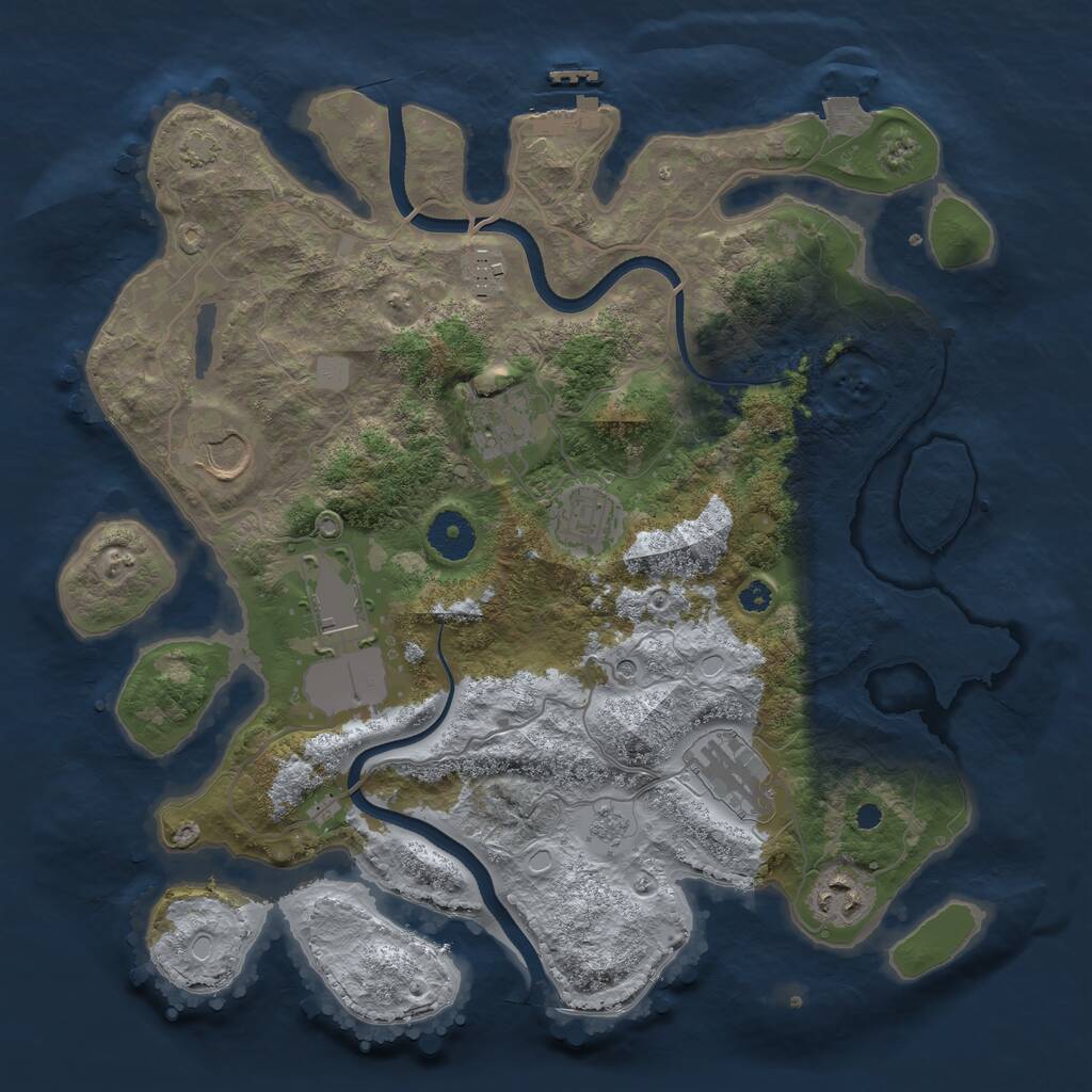 Rust Map: Procedural Map, Size: 3500, Seed: 48202713, 12 Monuments