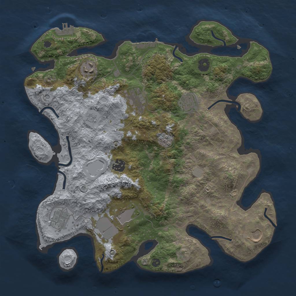 Rust Map: Procedural Map, Size: 3500, Seed: 75518218, 17 Monuments