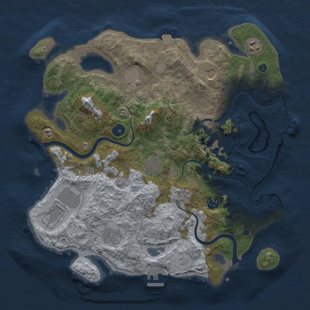 Rust Map: Procedural Map, Size: 3800, Seed: 30576, 15 Monuments