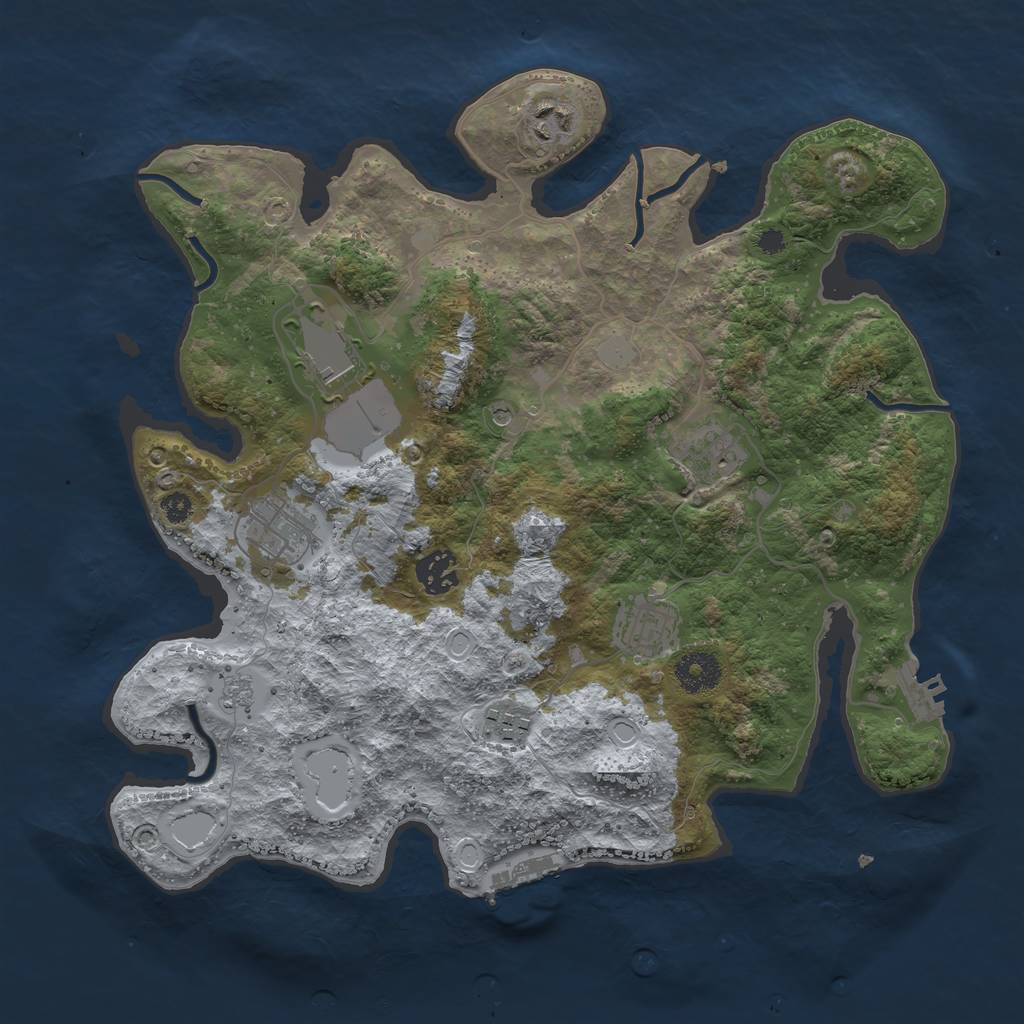 Rust Map: Procedural Map, Size: 3500, Seed: 96017445, 14 Monuments
