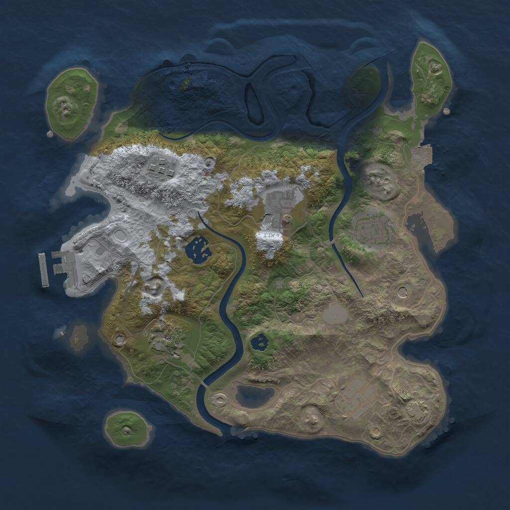 Rust Map: Procedural Map, Size: 3000, Seed: 32936, 10 Monuments