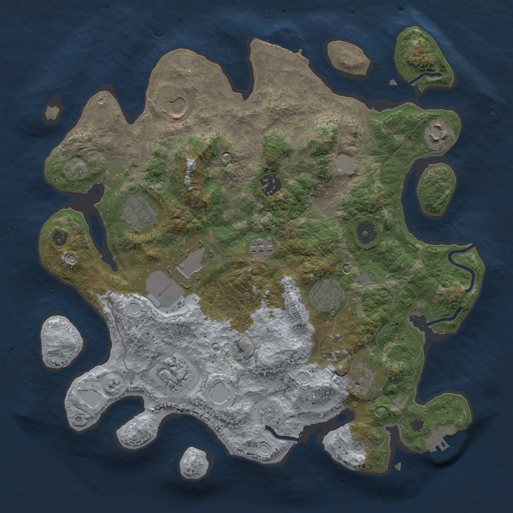 Rust Map: Procedural Map, Size: 3600, Seed: 1199213911, 16 Monuments