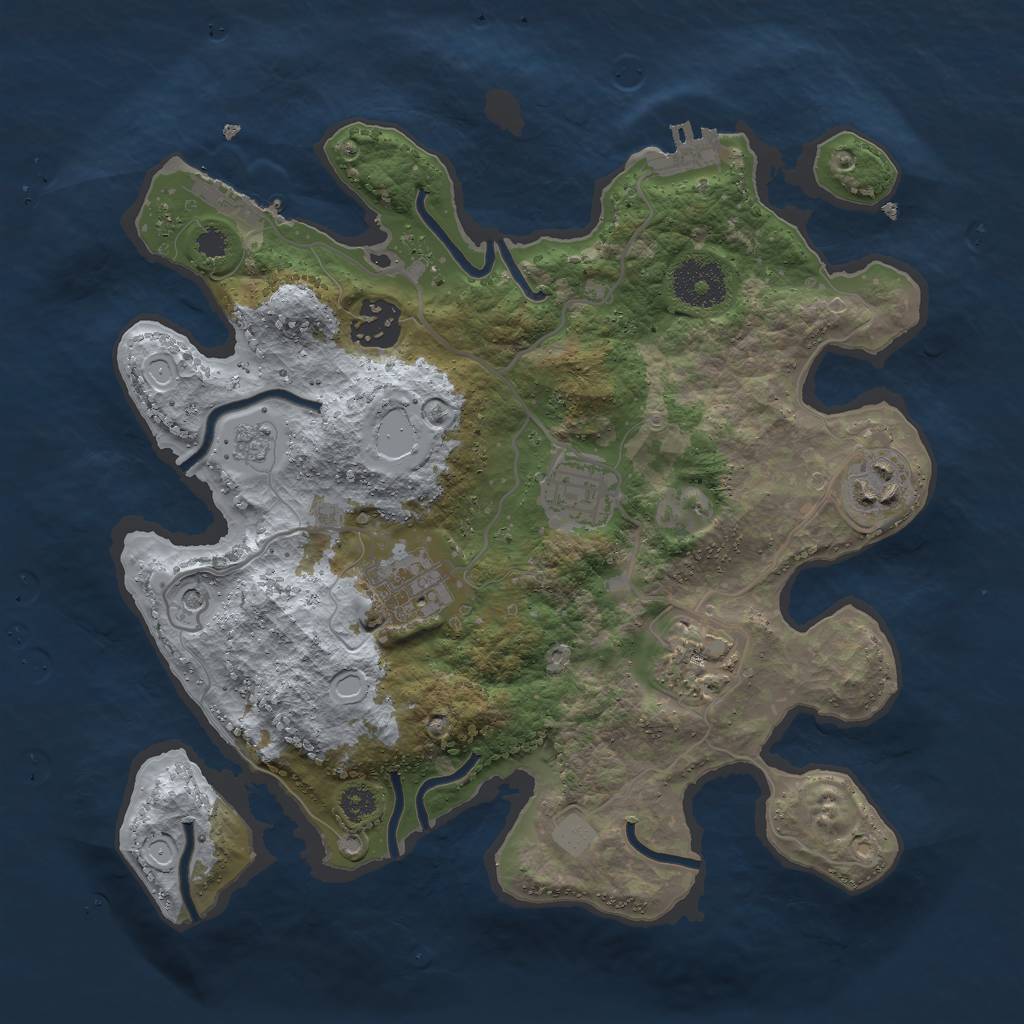 Rust Map: Procedural Map, Size: 3000, Seed: 6969197, 14 Monuments