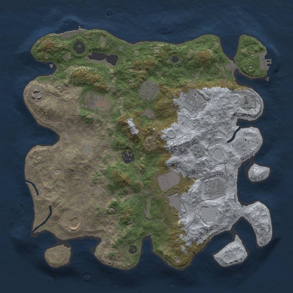 Rust Map: Procedural Map, Size: 3500, Seed: 7119940, 18 Monuments
