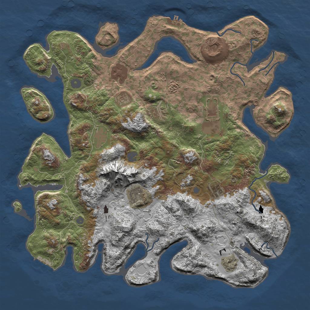 Rust Map: Procedural Map, Size: 4500, Seed: 901, 16 Monuments