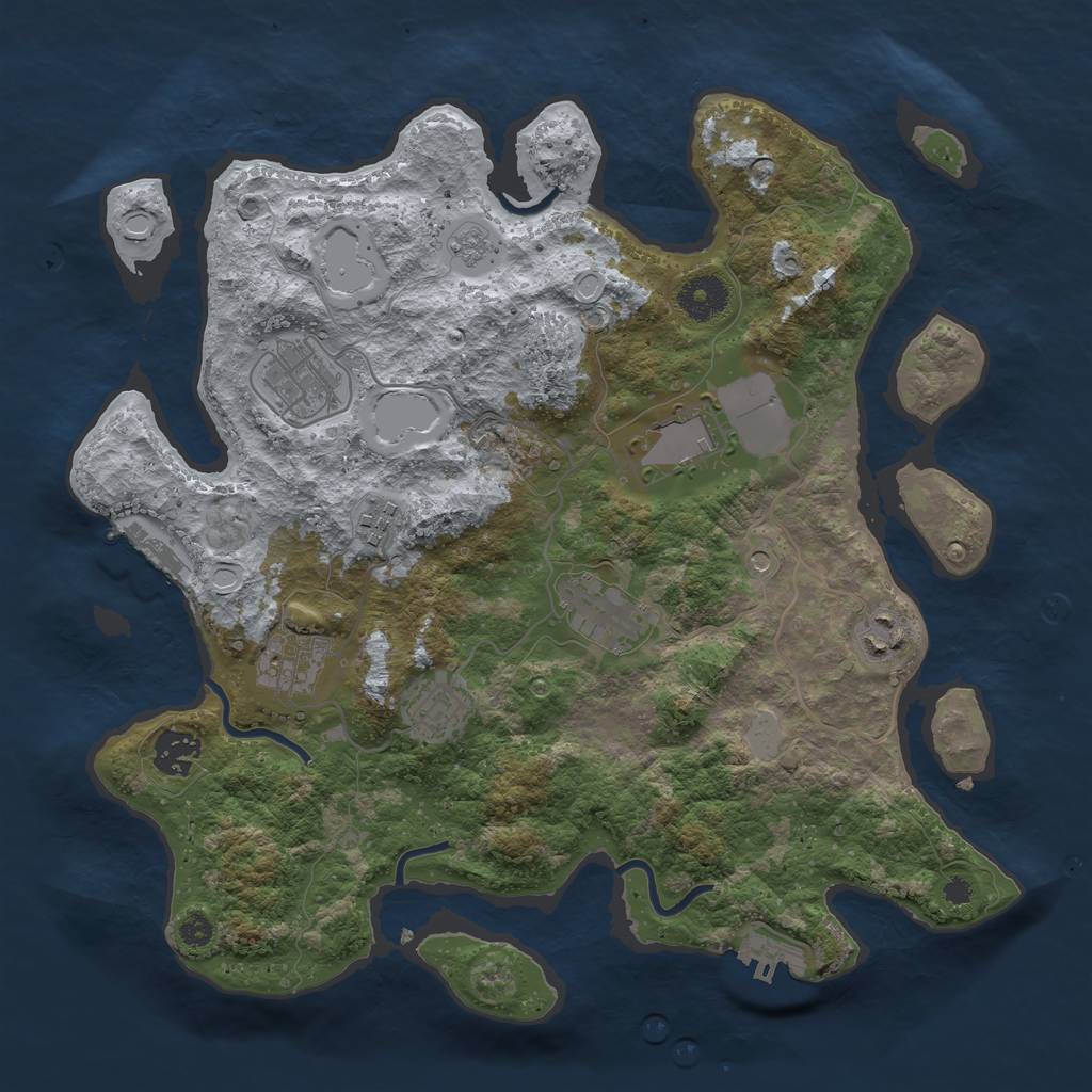 Rust Map: Procedural Map, Size: 3500, Seed: 2032238336, 17 Monuments