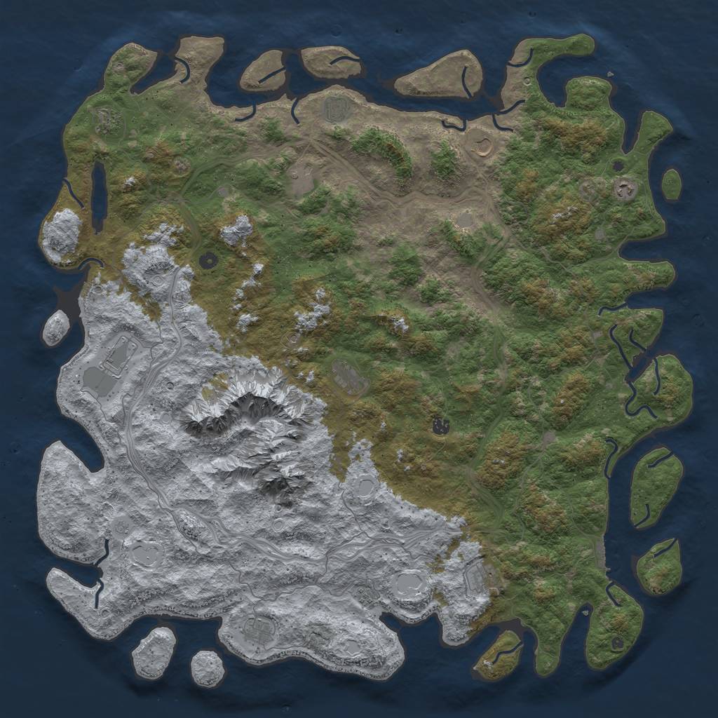 Rust Map: Procedural Map, Size: 6000, Seed: 5150, 19 Monuments