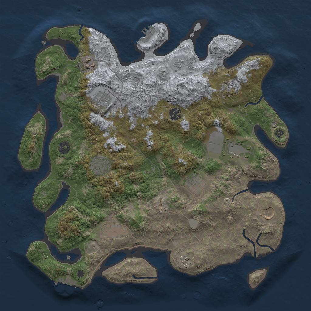 Rust Map: Procedural Map, Size: 3750, Seed: 70956731, 19 Monuments