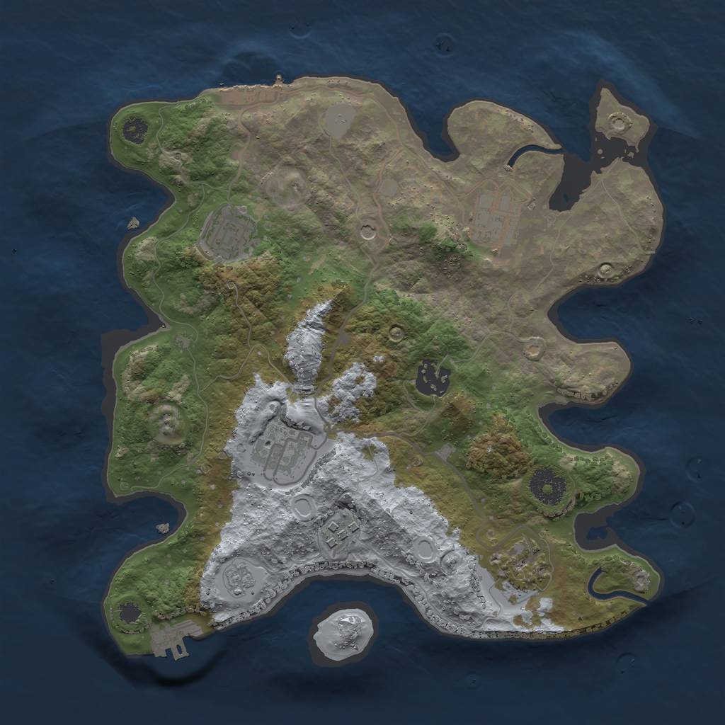 Rust Map: Procedural Map, Size: 3000, Seed: 24464, 15 Monuments