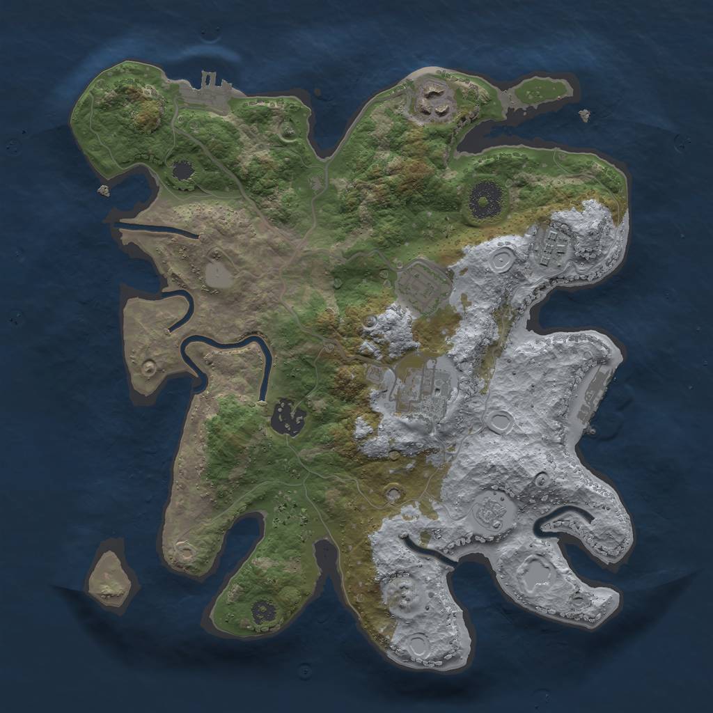 Rust Map: Procedural Map, Size: 3000, Seed: 1138291150, 13 Monuments