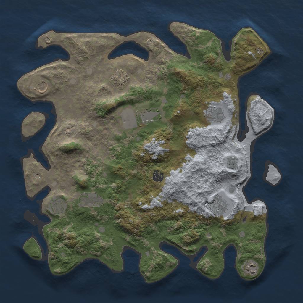 Rust Map: Barren, Size: 4000, Seed: 1473765319, 13 Monuments
