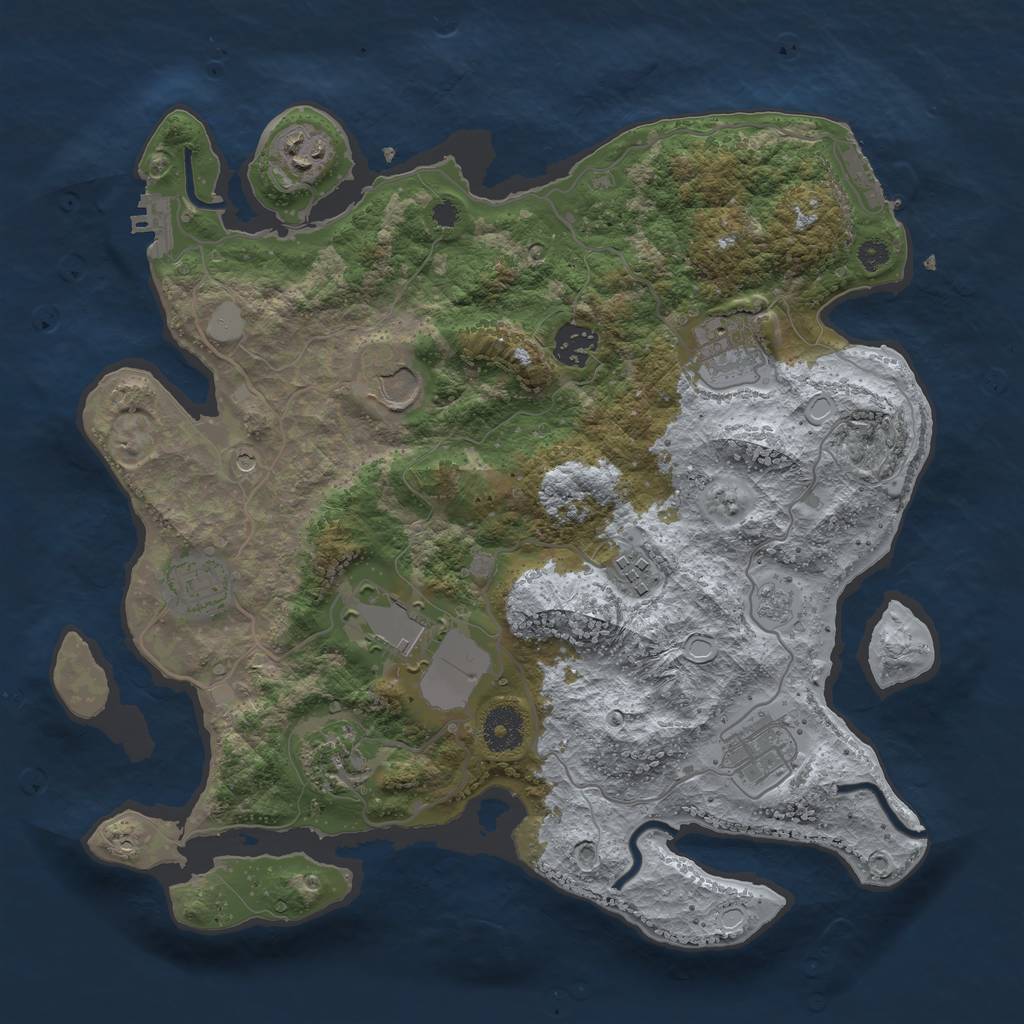 Rust Map: Procedural Map, Size: 3500, Seed: 1648211613, 18 Monuments