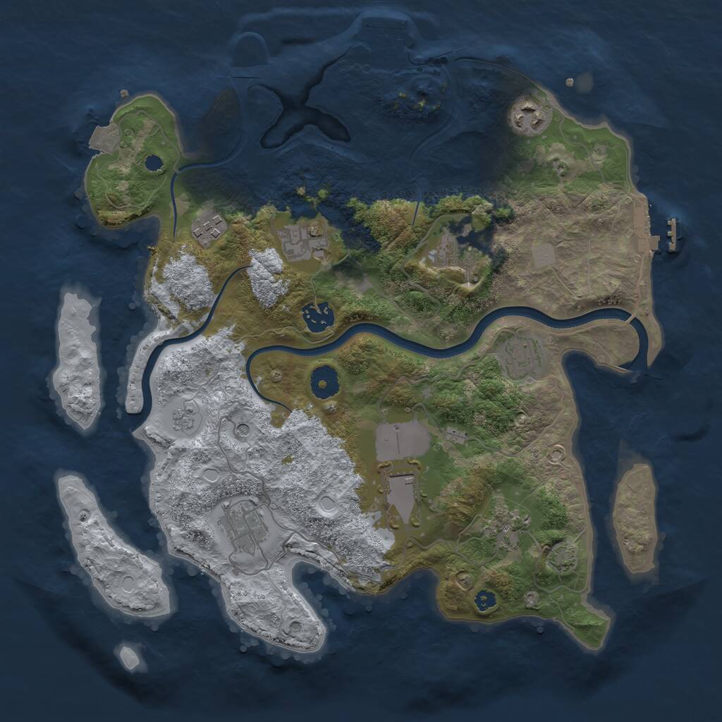 Rust Map: Procedural Map, Size: 3500, Seed: 76988990, 15 Monuments