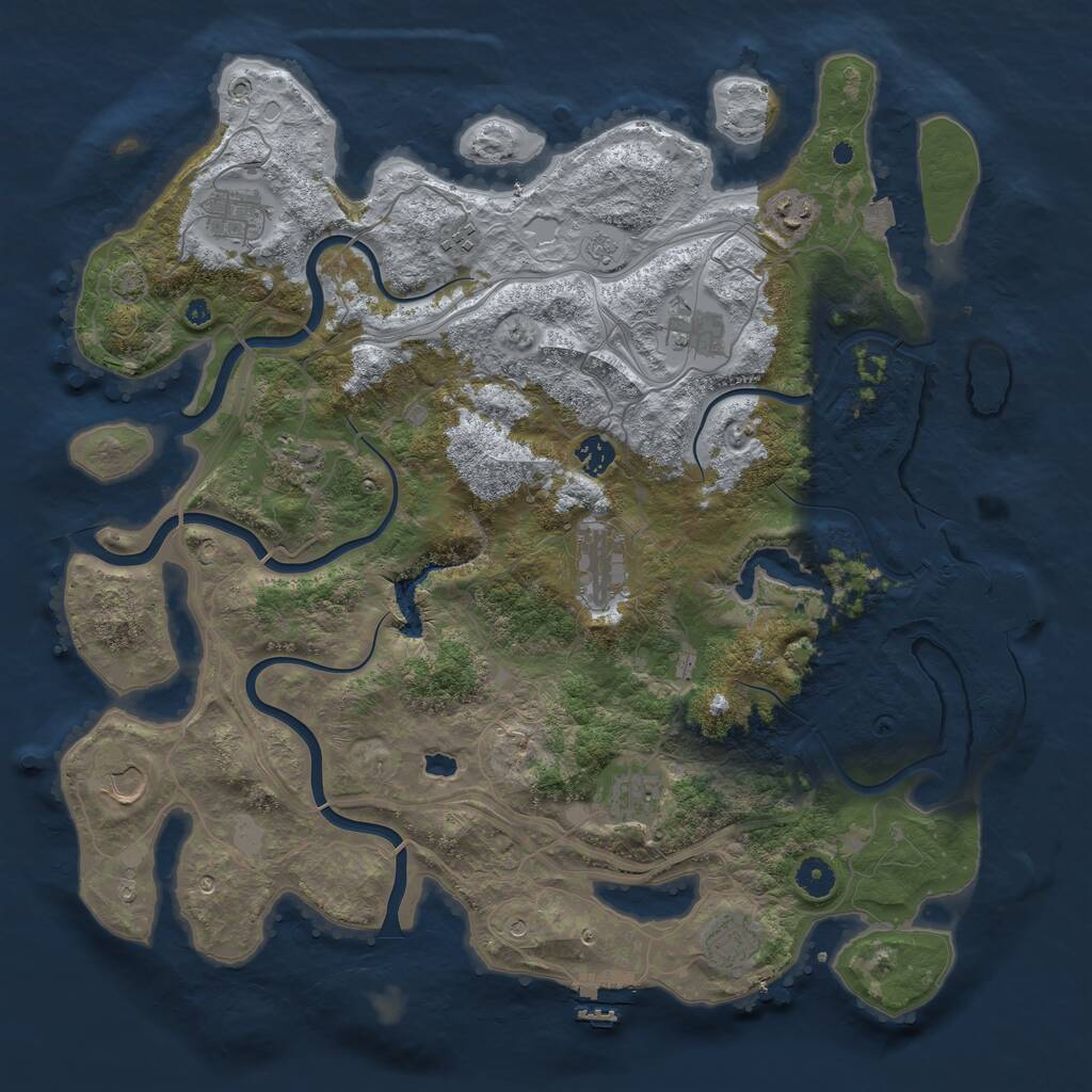Rust Map: Procedural Map, Size: 4300, Seed: 553426042, 16 Monuments
