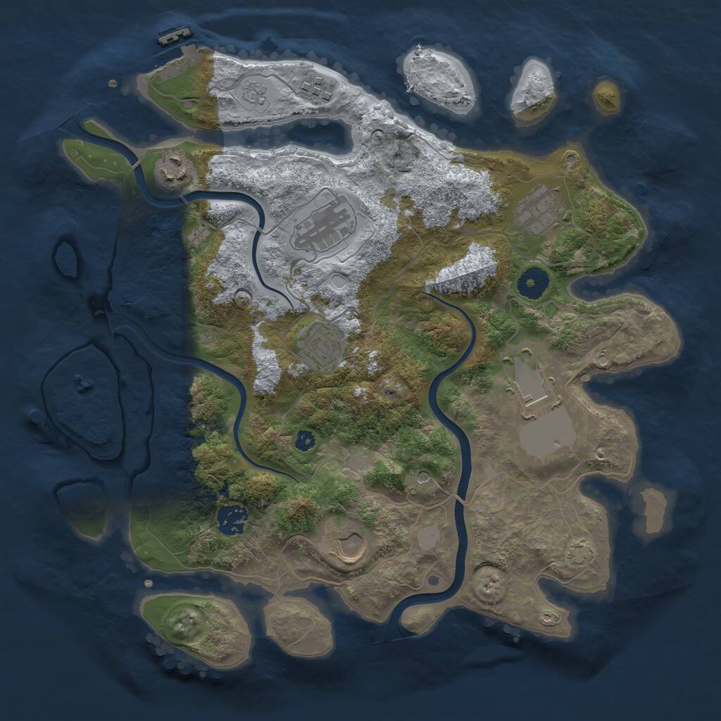 Rust Map: Procedural Map, Size: 3500, Seed: 964867707, 13 Monuments
