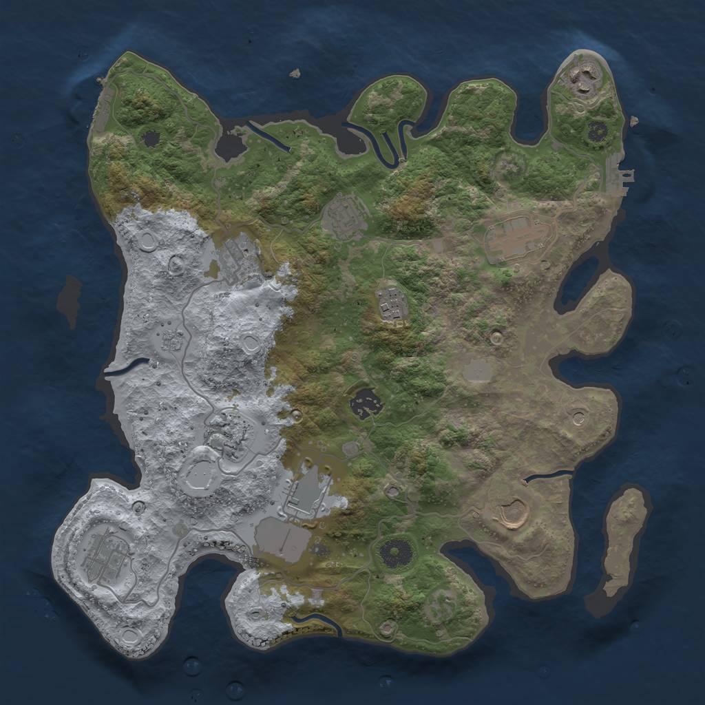 Rust Map: Procedural Map, Size: 3500, Seed: 1466618695, 19 Monuments