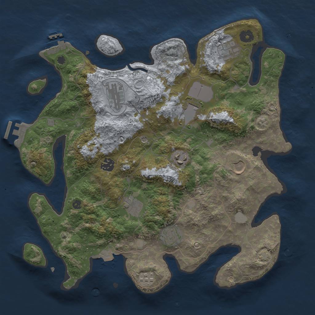 Rust Map: Procedural Map, Size: 3500, Seed: 483142960, 16 Monuments