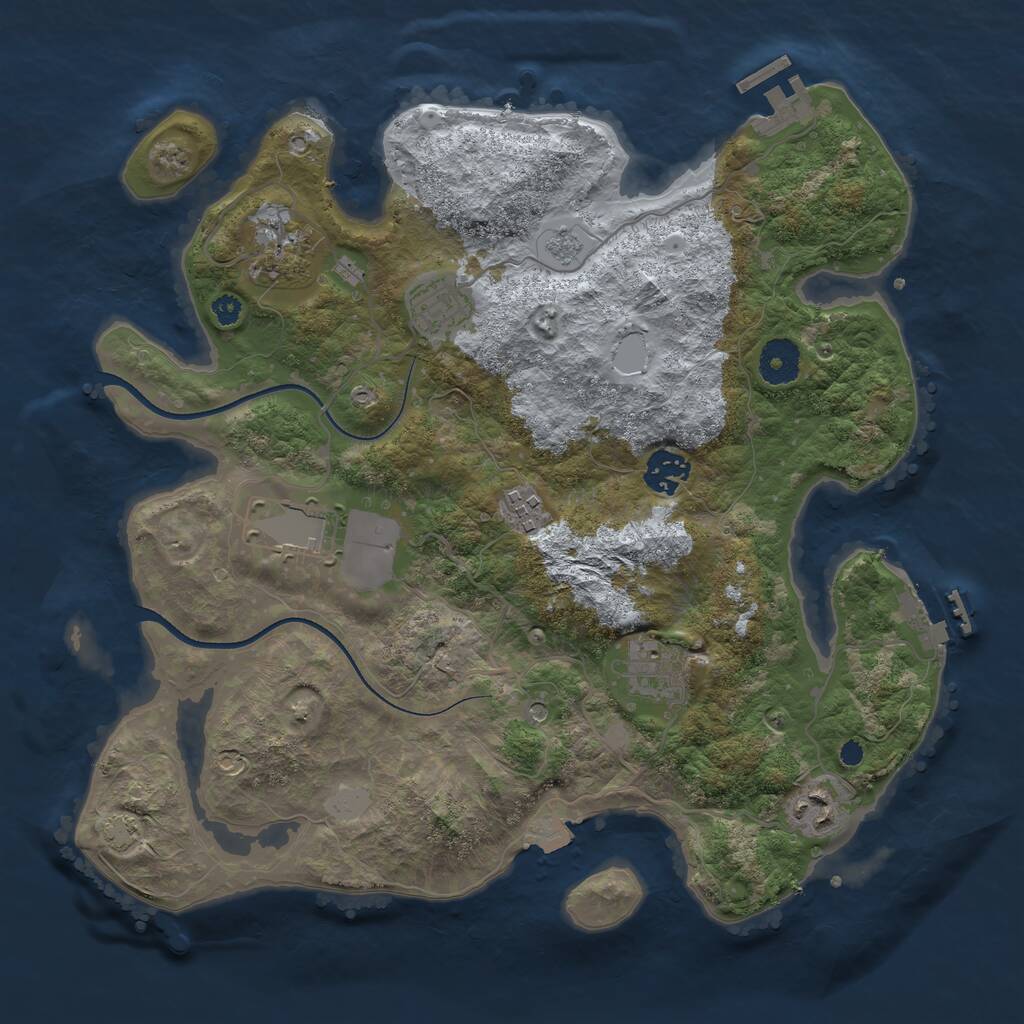 Rust Map: Procedural Map, Size: 3500, Seed: 26470743, 13 Monuments