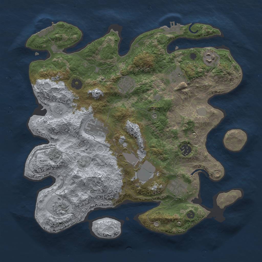 Rust Map: Procedural Map, Size: 3500, Seed: 35165442, 18 Monuments