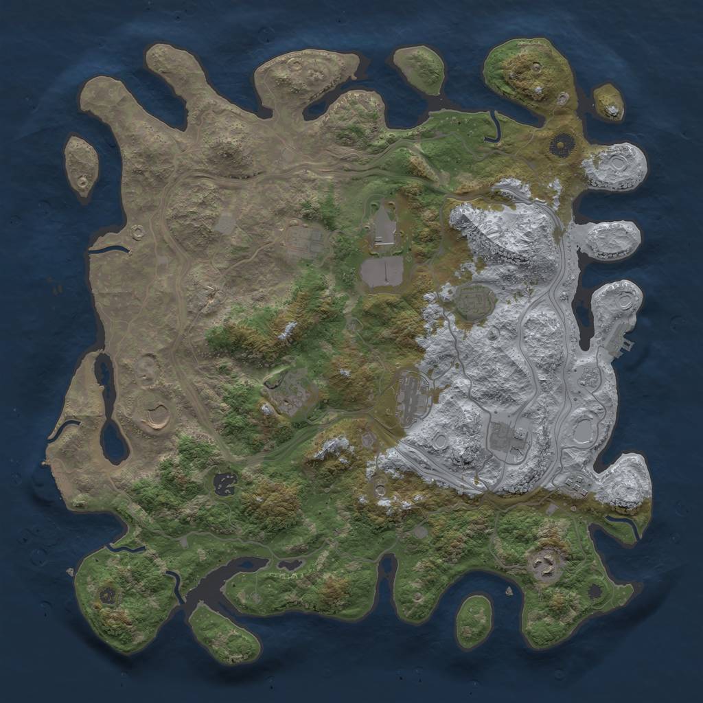 Rust Map: Procedural Map, Size: 4300, Seed: 1841711657, 19 Monuments
