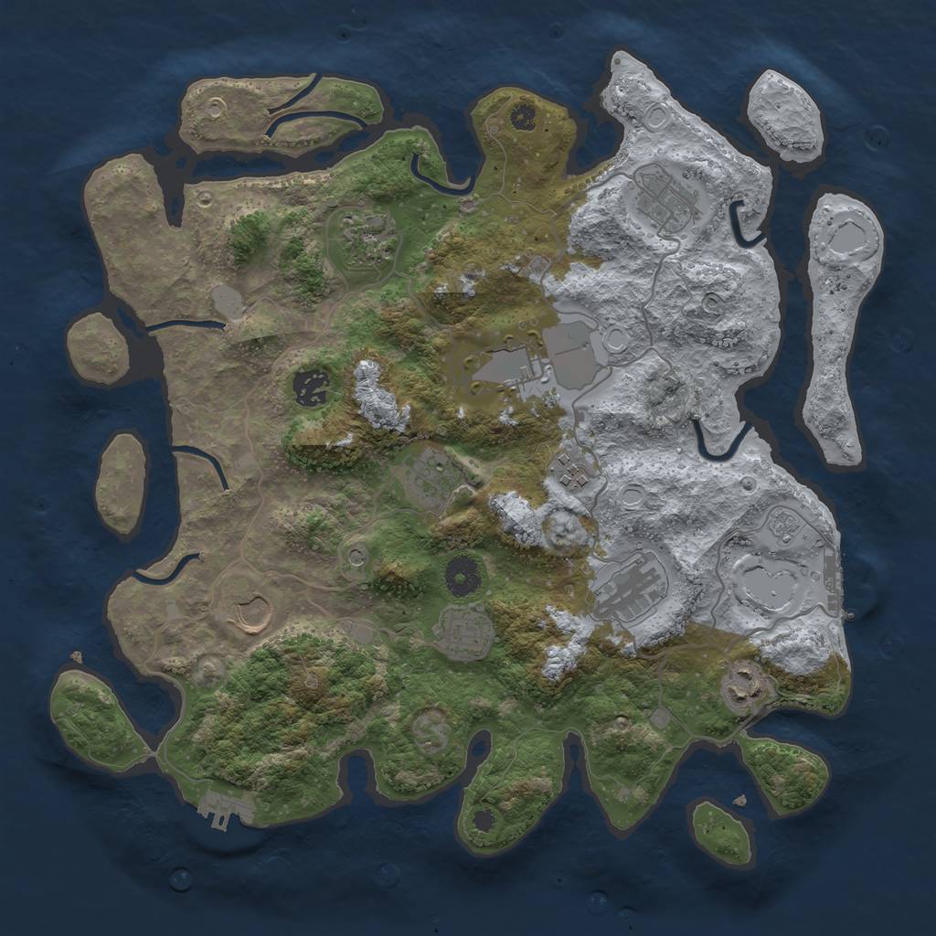 Rust Map: Procedural Map, Size: 3700, Seed: 1085026937, 19 Monuments