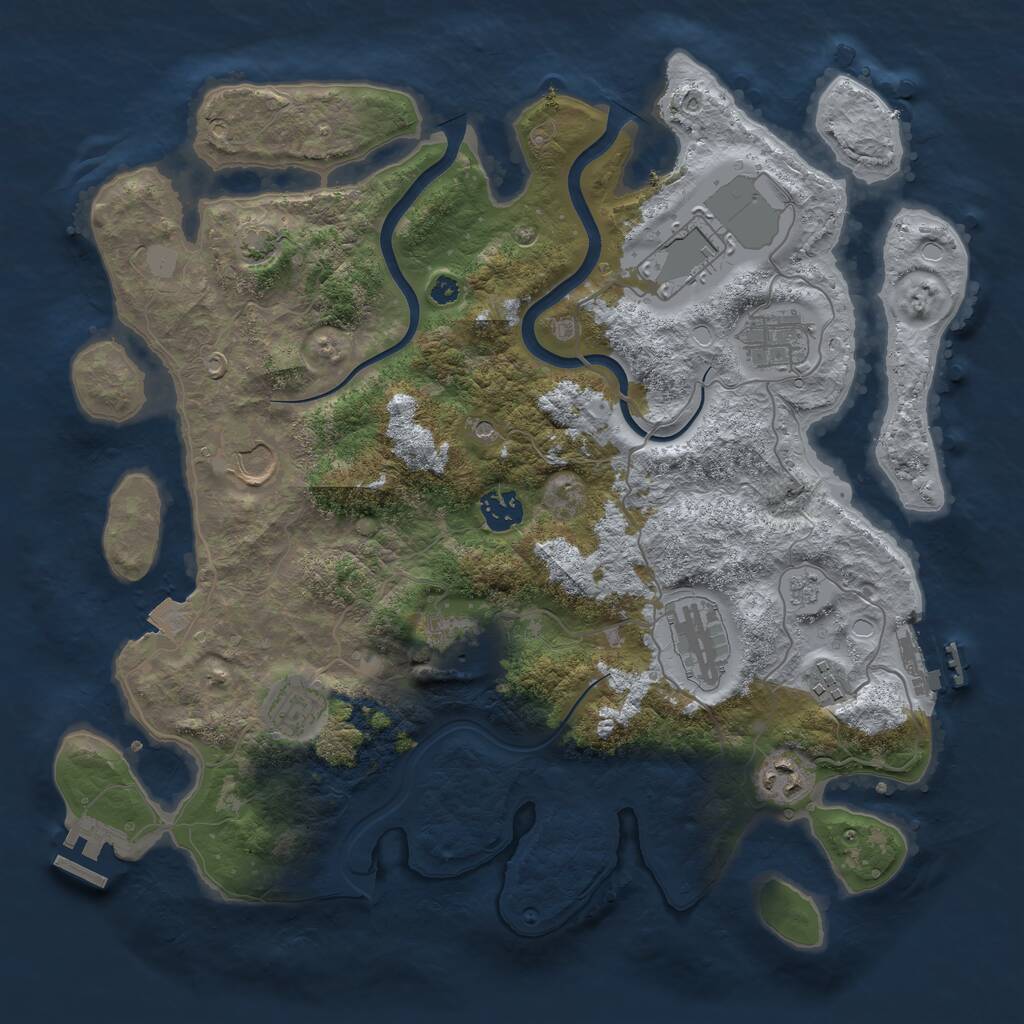 Rust Map: Procedural Map, Size: 3700, Seed: 1085026937, 15 Monuments