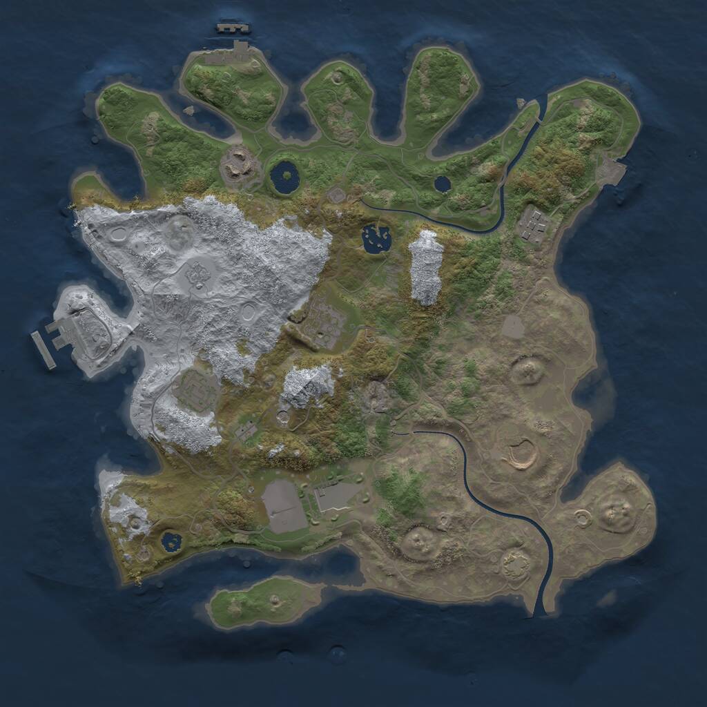 Rust Map: Procedural Map, Size: 3500, Seed: 31990773, 13 Monuments