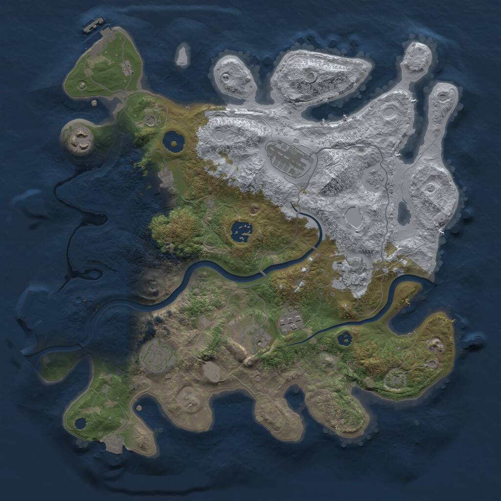 Rust Map: Procedural Map, Size: 3500, Seed: 41517991, 14 Monuments