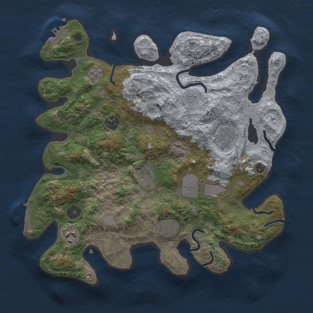 Rust Map: Procedural Map, Size: 3500, Seed: 41517991, 16 Monuments