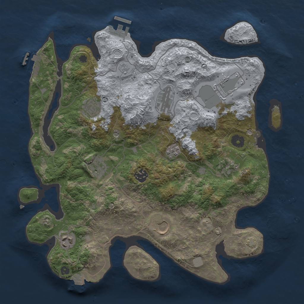 Rust Map: Procedural Map, Size: 3500, Seed: 2043668375, 17 Monuments