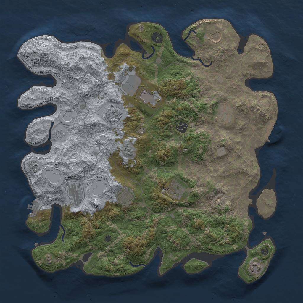 Rust Map: Procedural Map, Size: 4000, Seed: 738171049, 19 Monuments
