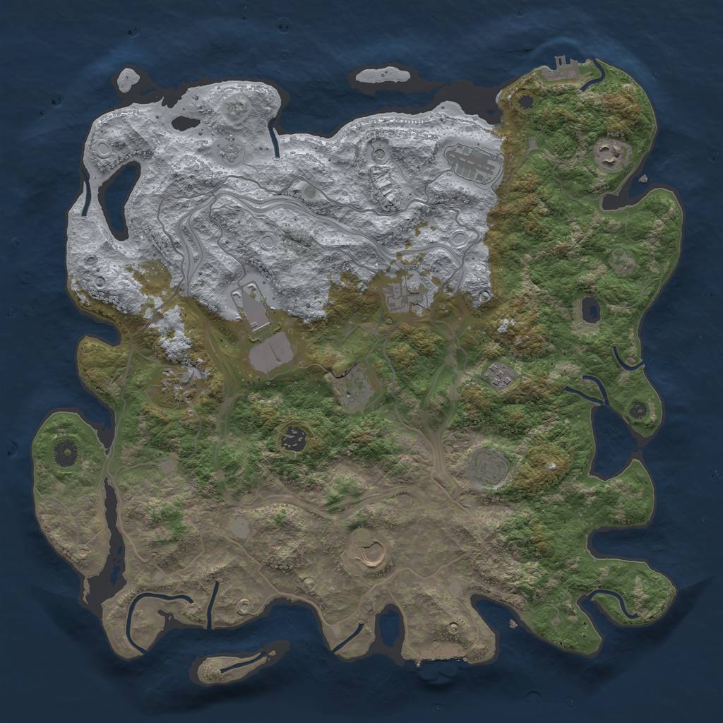 Rust Map: Procedural Map, Size: 4300, Seed: 2041660220, 19 Monuments