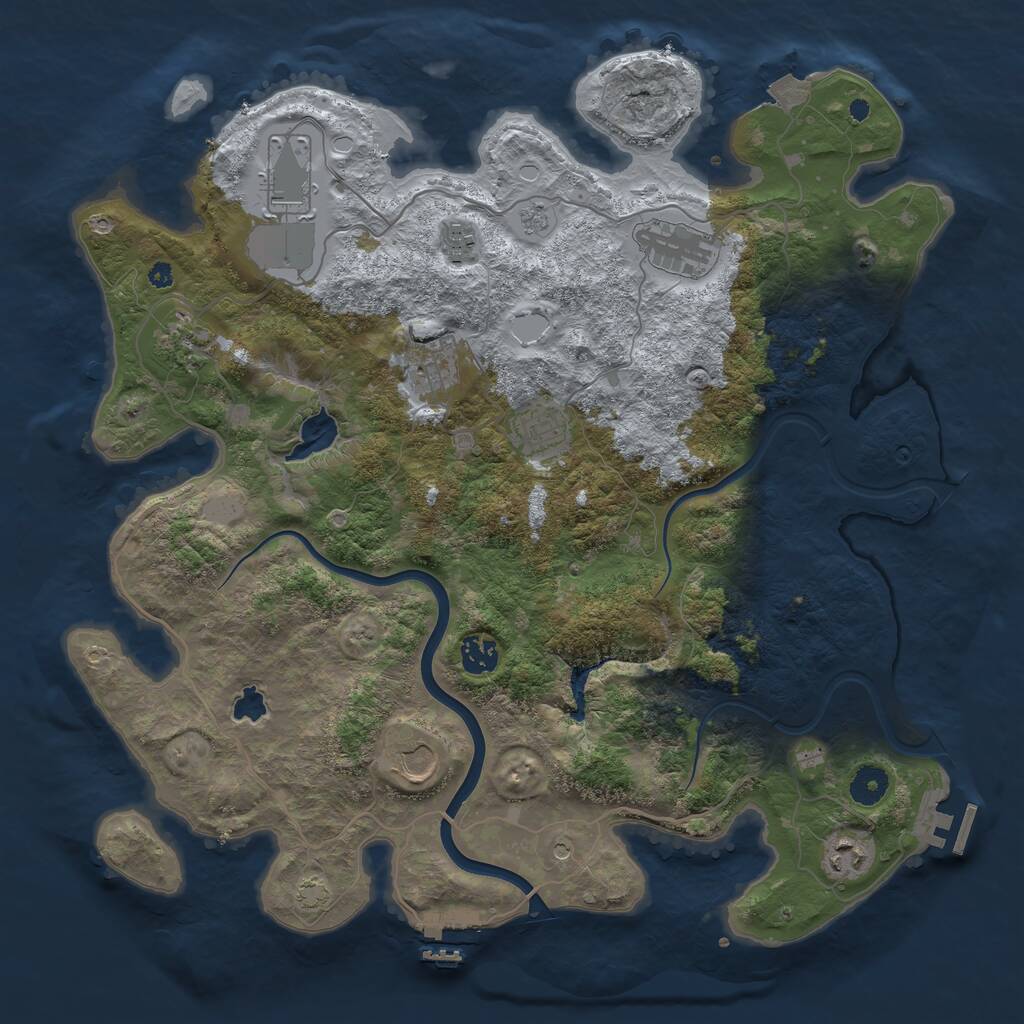Rust Map: Procedural Map, Size: 4000, Seed: 250873955, 15 Monuments