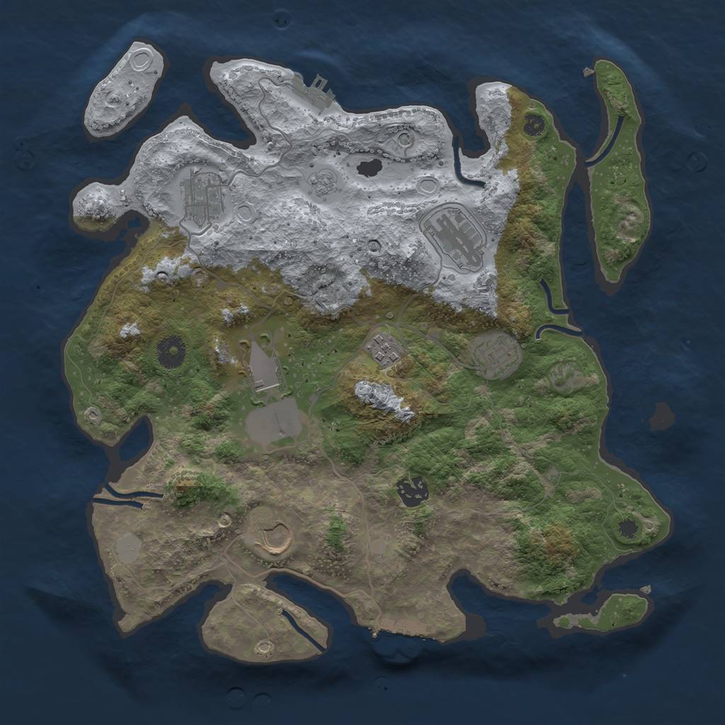 Rust Map: Procedural Map, Size: 3500, Seed: 45009049, 16 Monuments