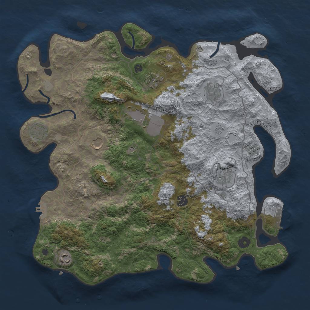 Rust Map: Procedural Map, Size: 4000, Seed: 69088335, 18 Monuments