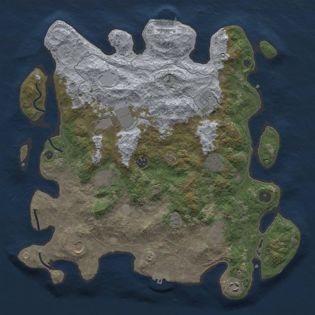 Rust Map: Procedural Map, Size: 4000, Seed: 6546464, 18 Monuments