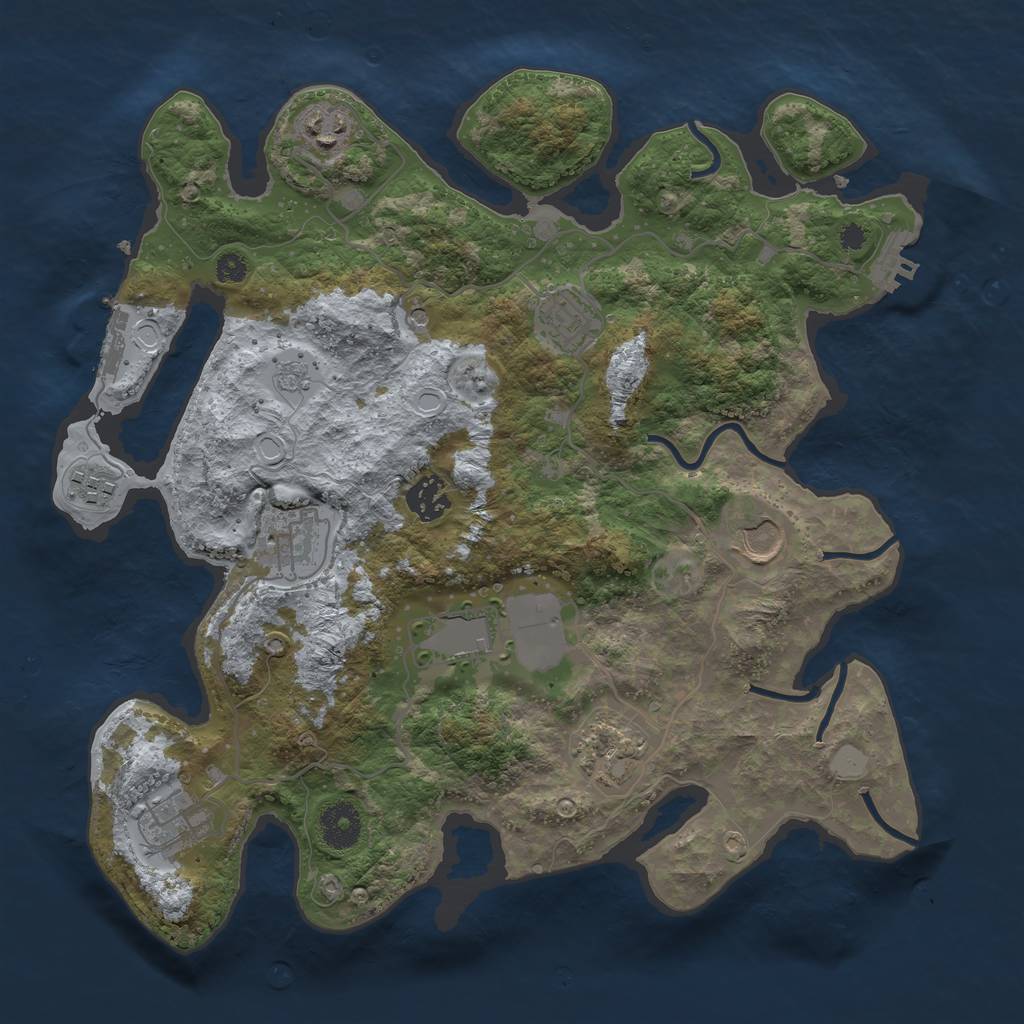 Rust Map: Procedural Map, Size: 3500, Seed: 81222989, 18 Monuments