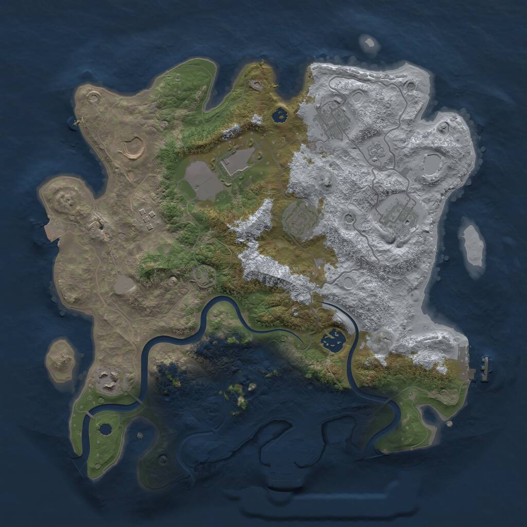 Rust Map: Procedural Map, Size: 3500, Seed: 70693195, 14 Monuments